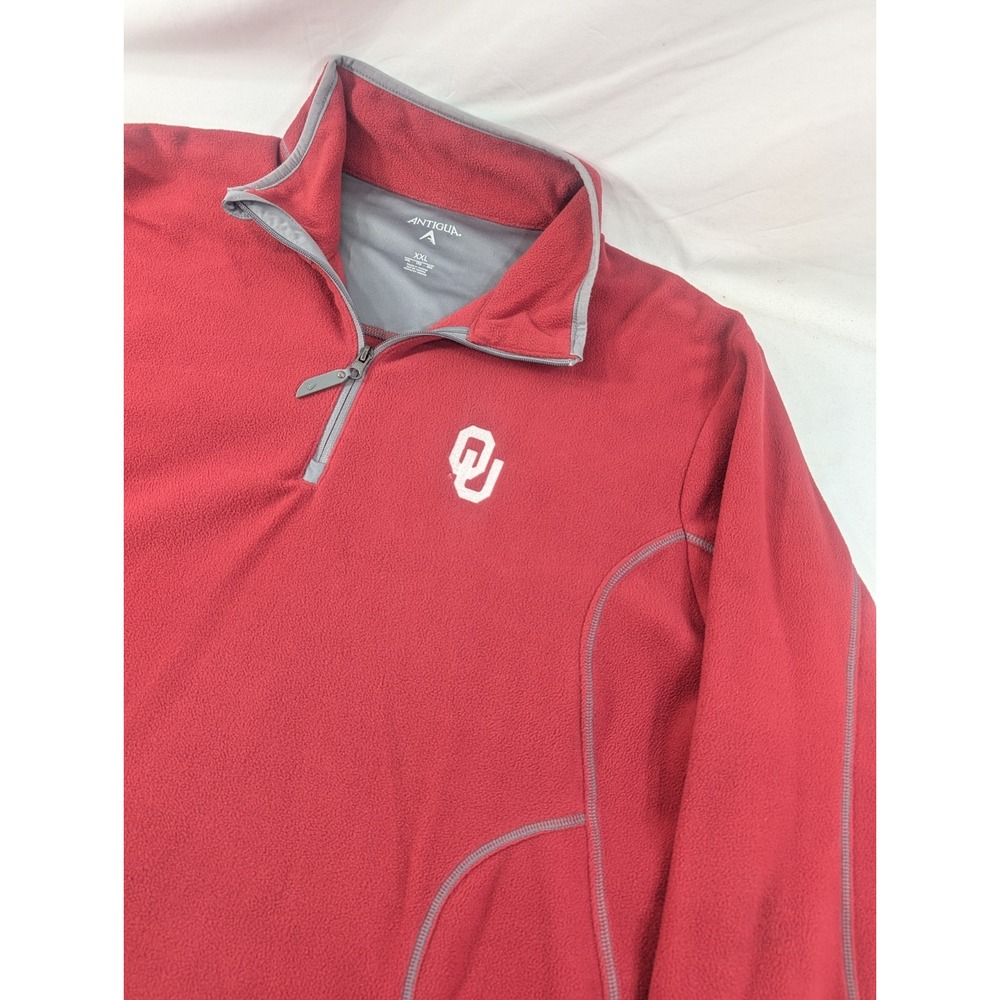Oklahoma Sooners Mens Antigua Fleece Quarter Zip Outdoor Active XXL  Pullover